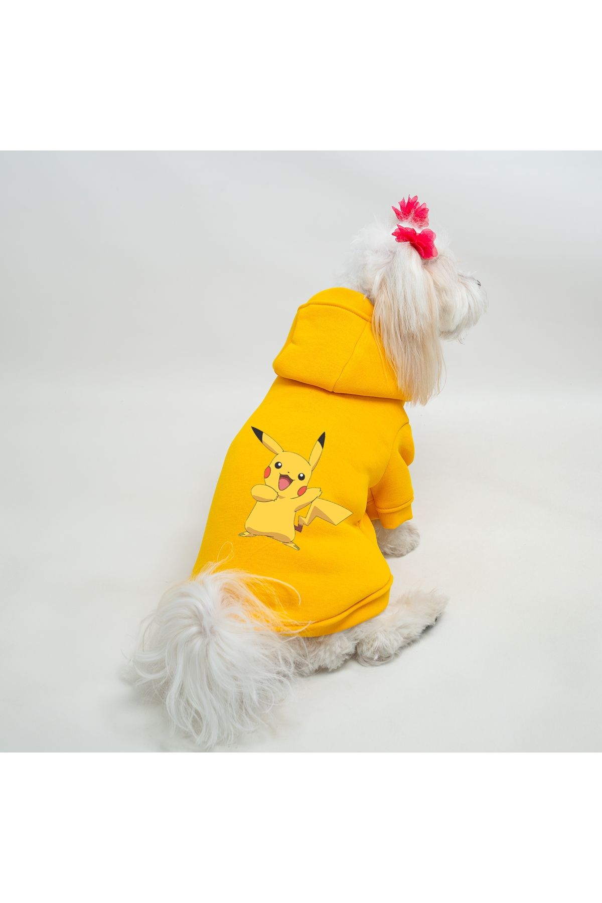 Kedi & Köpek Kıyafeti Sweatshirt - Pika Baskılı Sarı Sweatshirt