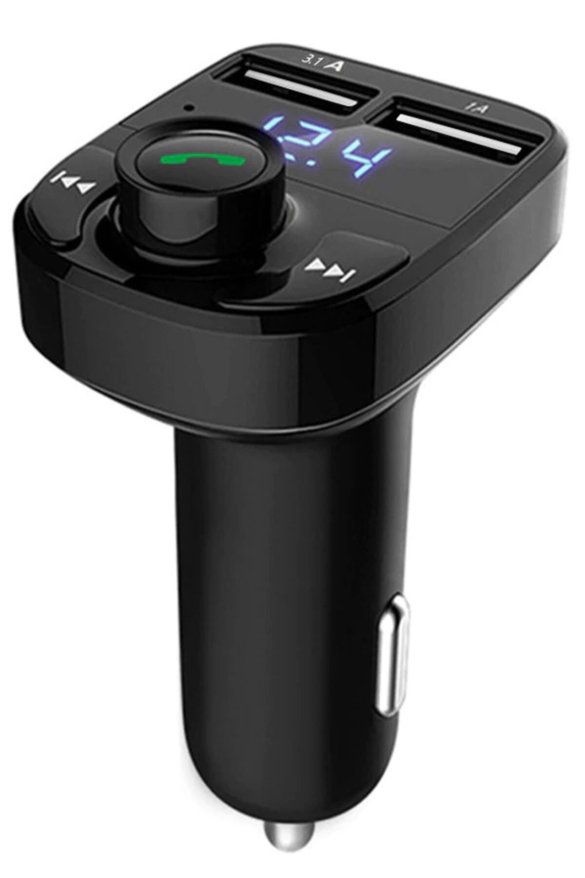 Universal Araç Bluetooth Kit Fm Transmitter Cihazı Araç Şarj Aleti Çakmaklık Müzik Kiti