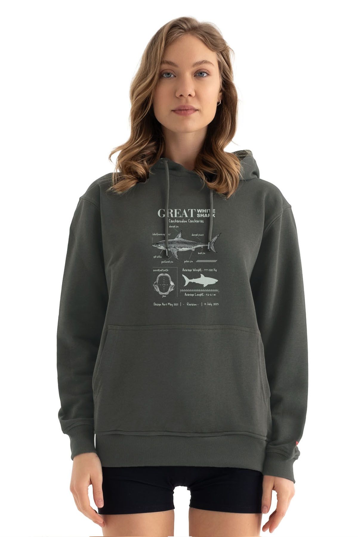 Anatomy Great White Shark Tasarım Kapşonlu Sweatshirt