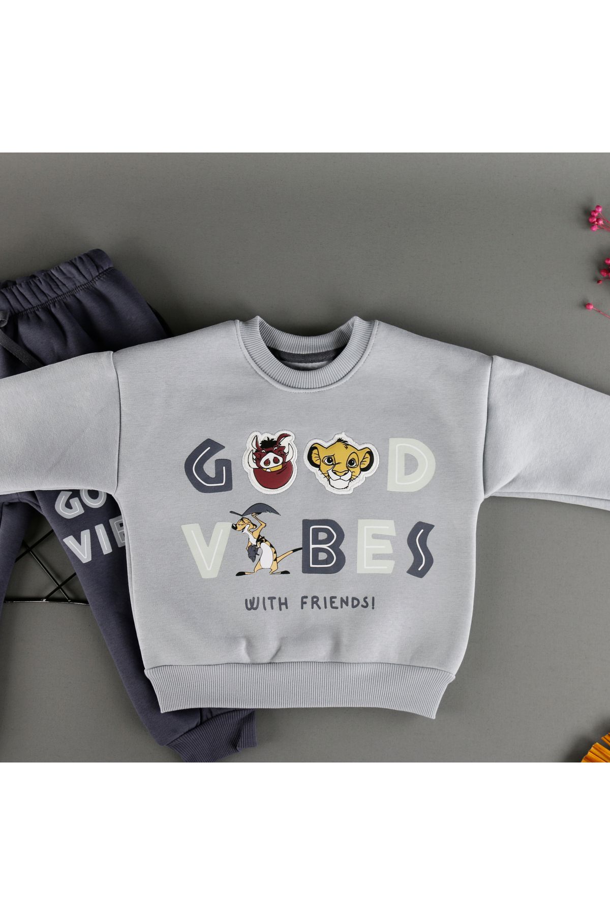 Good Vibes Baskı Detaylı Bebek Çocuk 2'Li Unisex Takım