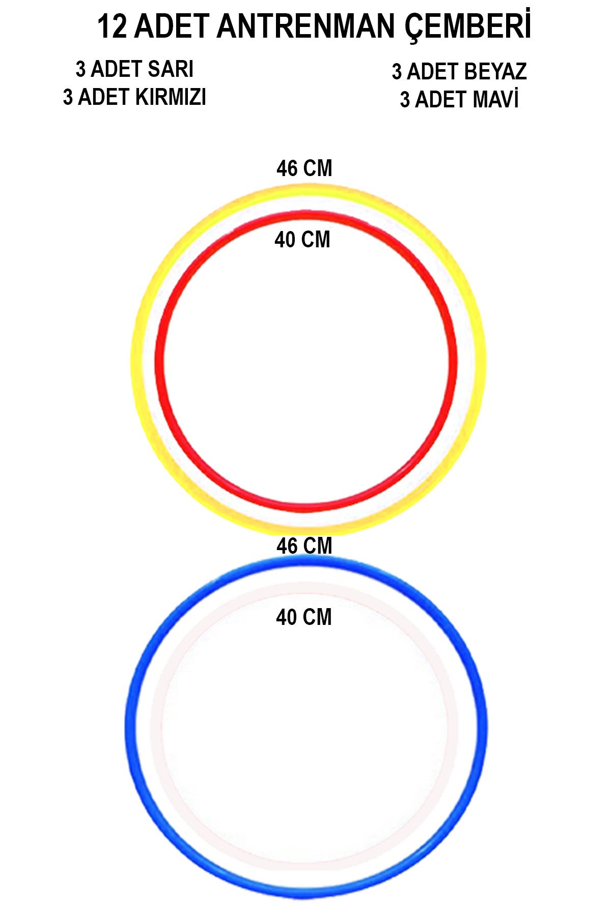 12'li Koordinasyon Çemberi Antrenman Çemberi Kondisyon Çemberi Hız Halkası Hız Çemberi 4 Renk