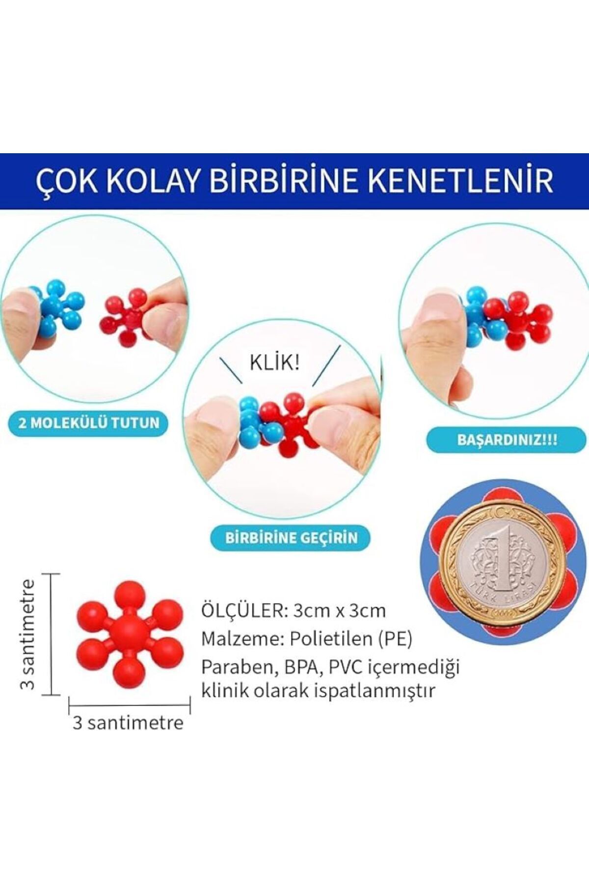 60 Adet 5 Renk Molekül İnşaa Seti Yaratıcı Oyuncak Kar Tanesi Yapı Taşları (Yeni Versiyon)