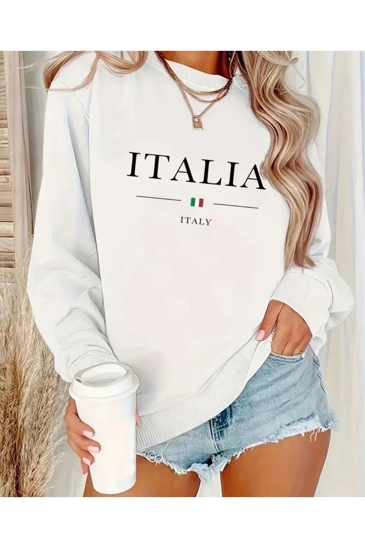 trend selection ItalyBaskılı, Oversize, Bisik...