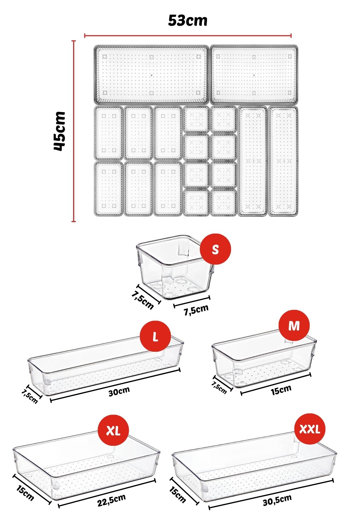 18 Parça Çekmece İçi Düzenleyici, Organizer Set