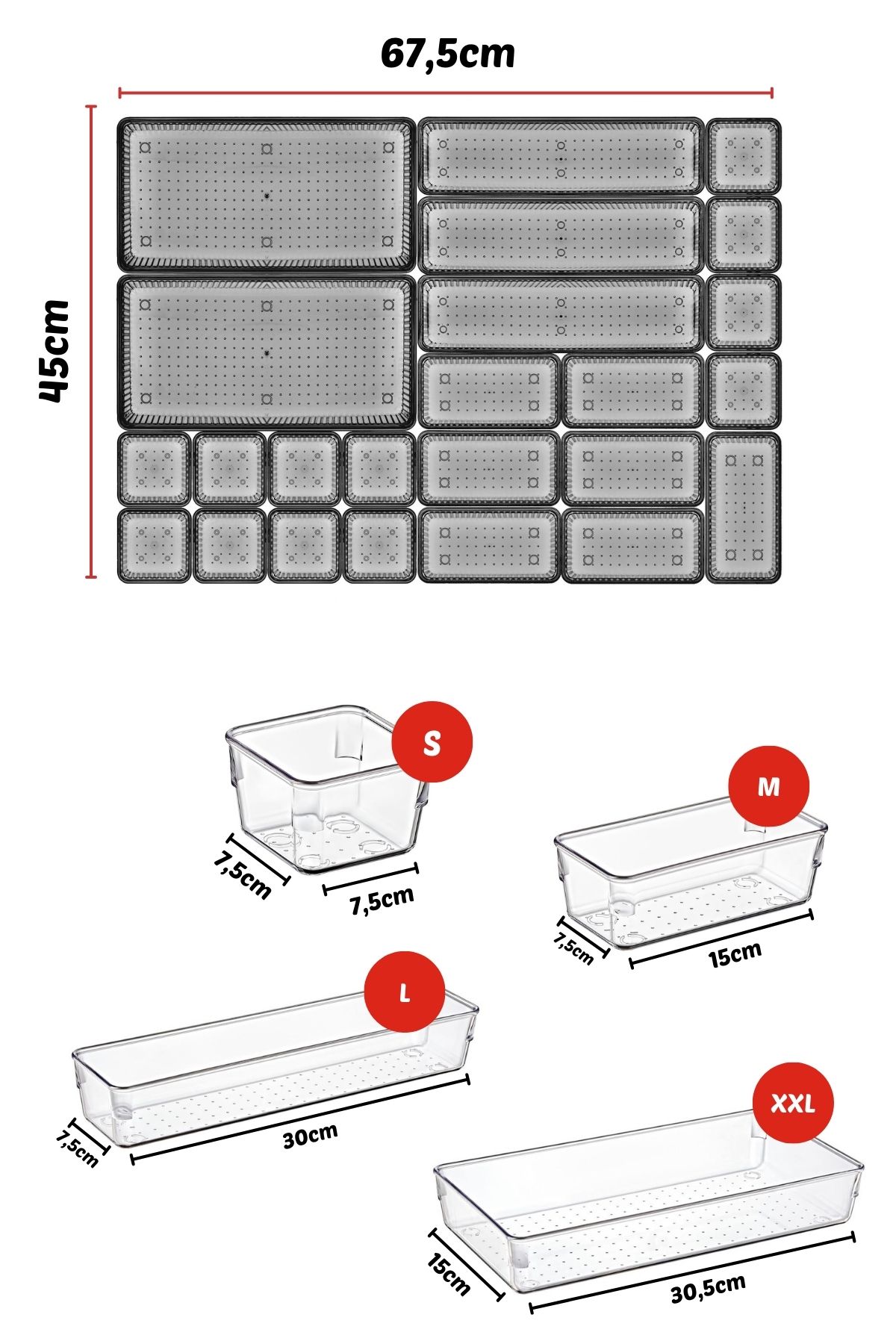 24 Parça Çekmece İçi, Düzenleyici, Organizer Set