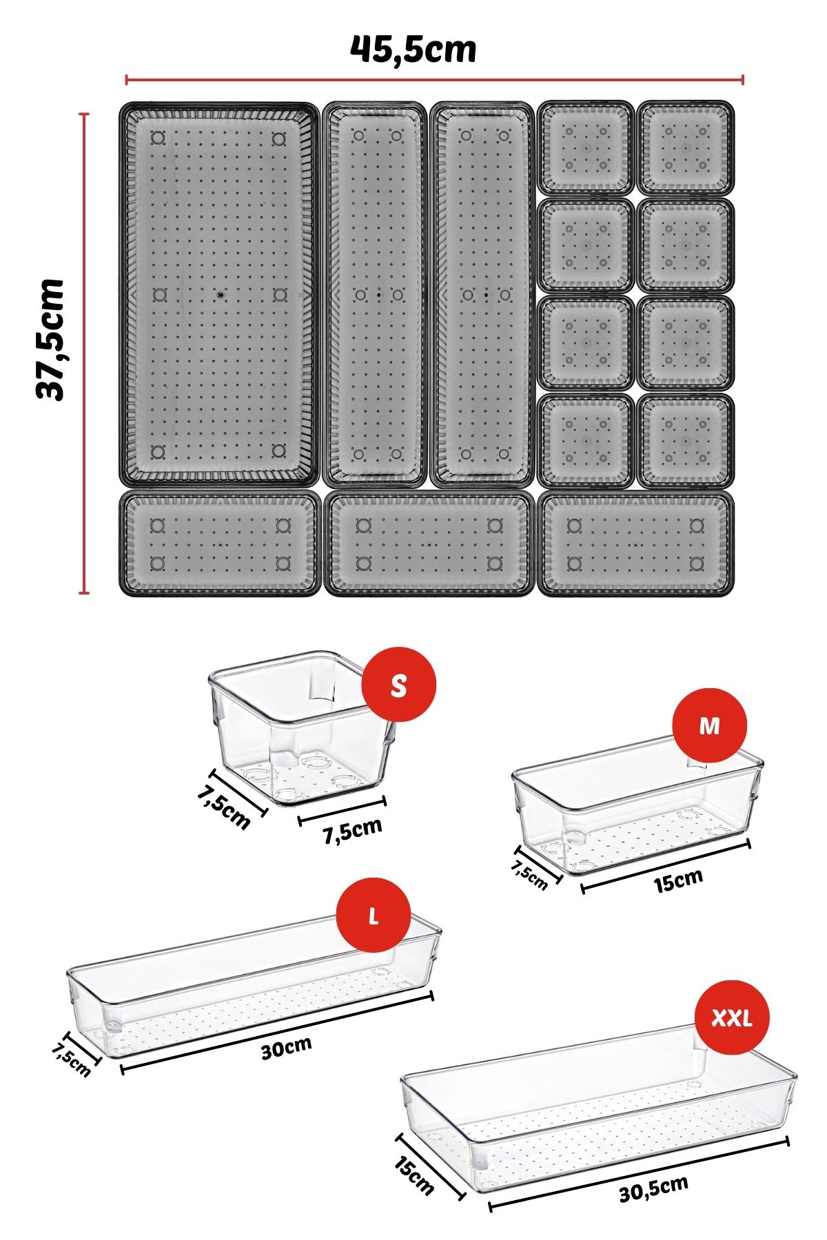 14 Parça Çekmece İçi, Düzenleyici, Organizer Set