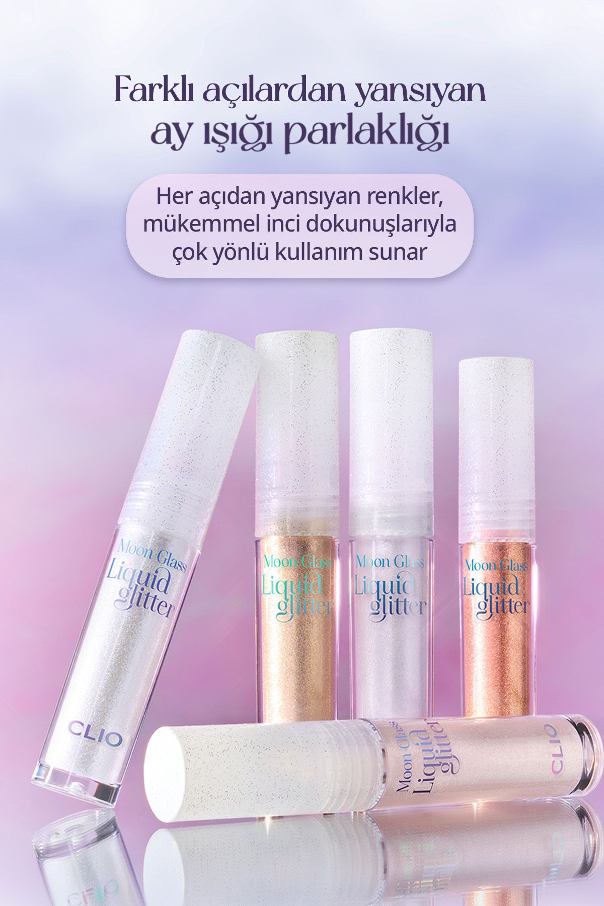 Işıltılı ve Şeffaf Likit Glitter CLIO Moon Glass Liquid Glitter Sweet Cloud (05 Chilling Rose)