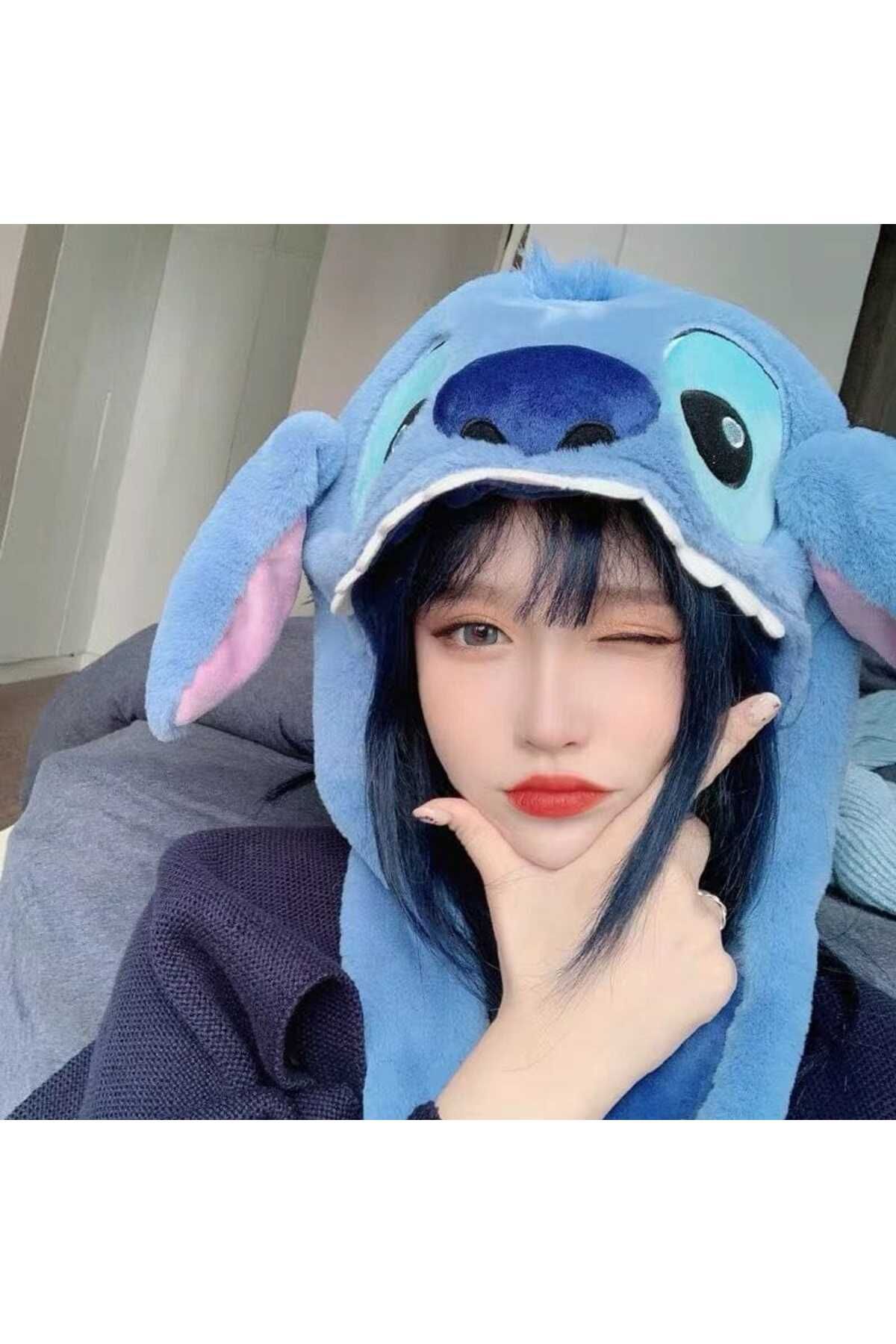 Stitch Işıklı Kulakları Oynar Şapka Stitch Hediyeliik Rengarenk 1adt