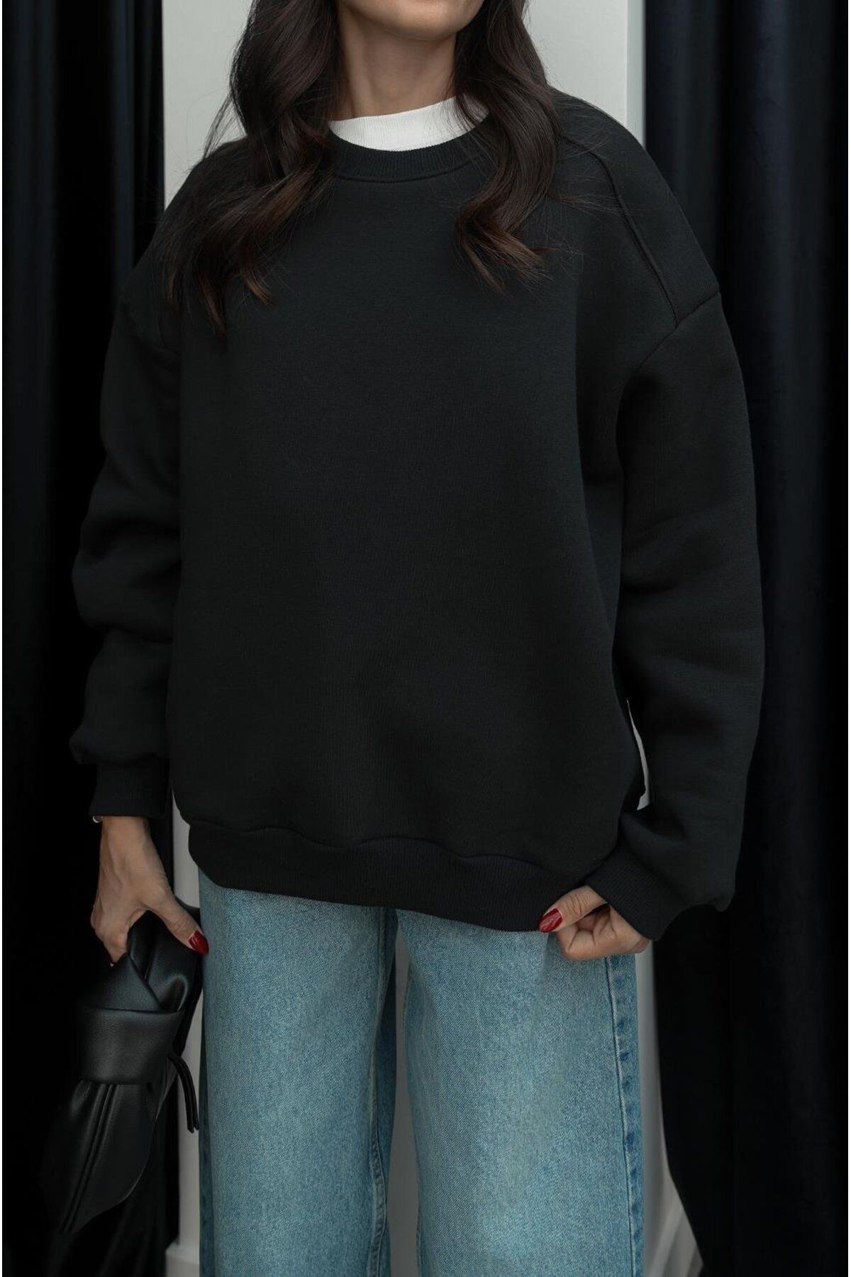 Siyah Stacy Şardonlu Sweatshirt