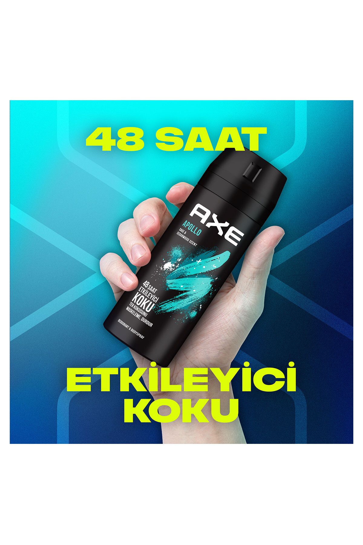 Erkek Sprey Deodorant Apollo 48 Saat Etkileyici Koku Vücut Spreyi 150 ml X3 Adet