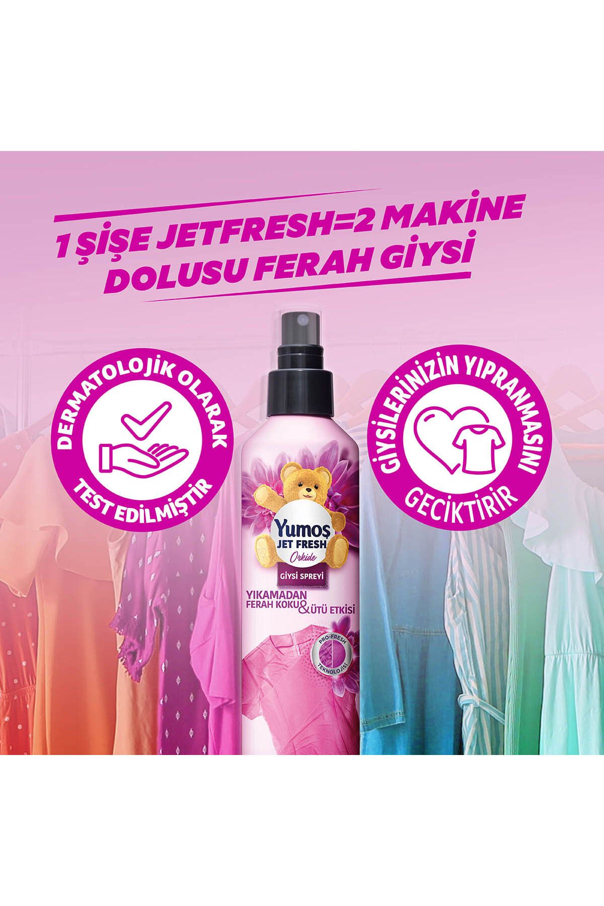 Jet Fresh Giysi Spreyi Yıkamadan Ferah Koku Ve Ütü Etkisi Orkide 200 ml X3