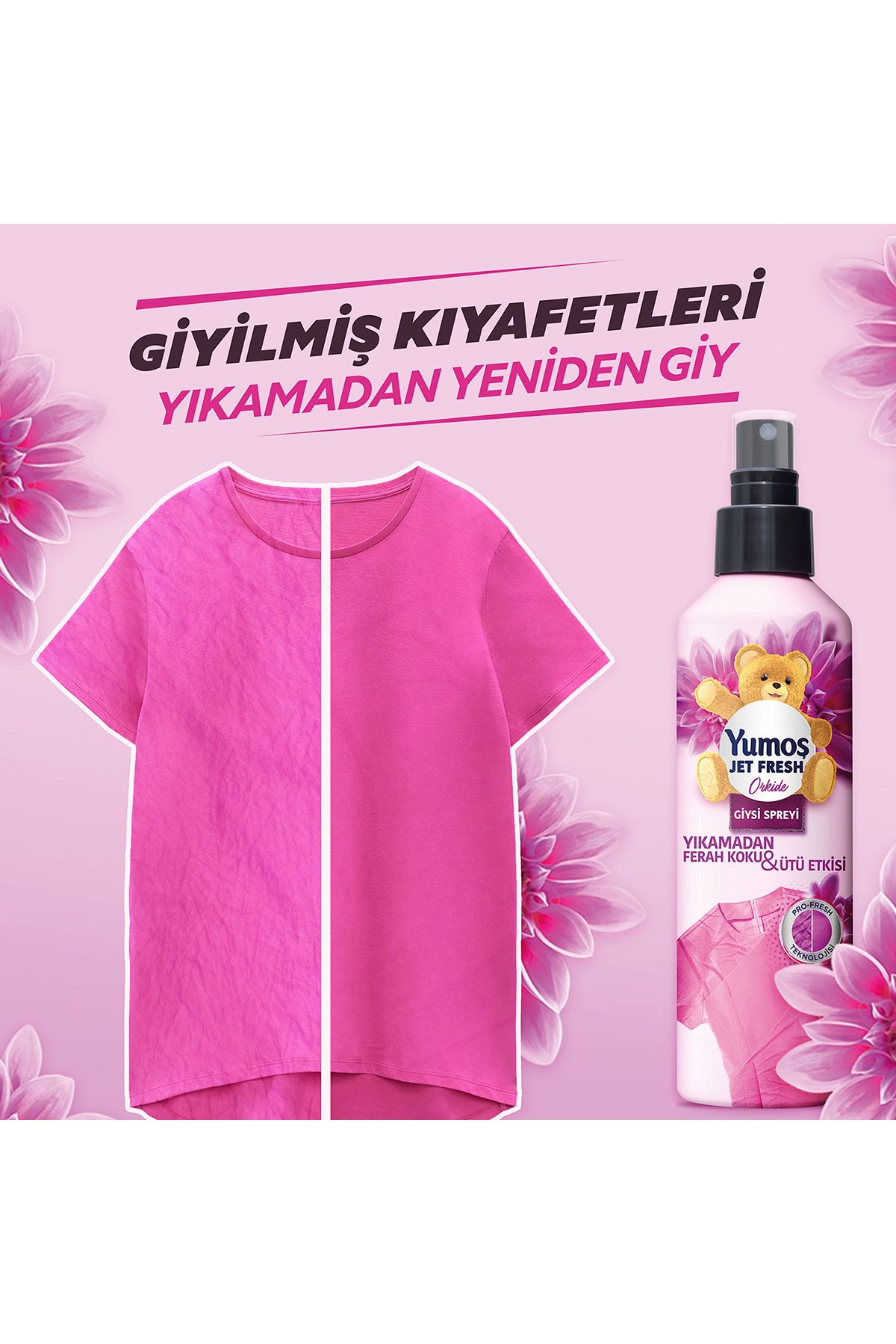 Jet Fresh Giysi Spreyi Yıkamadan Ferah Koku Ve Ütü Etkisi Orkide 200 ml X3