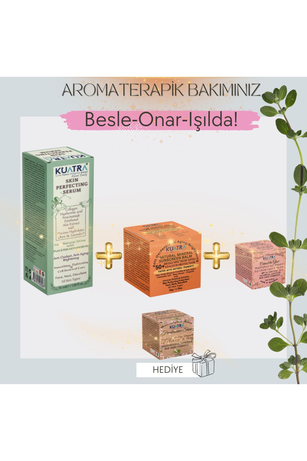 KuatraGündüz 2'li set+ doğalmakyaj balmları,...