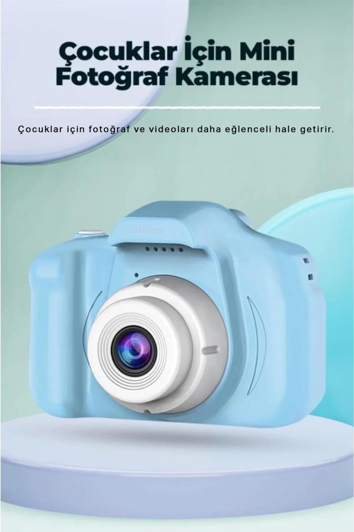 Dijital Fotoğraf Makinesi Çocuk Mini 1080p Hd Kamera Selfiee Mavi