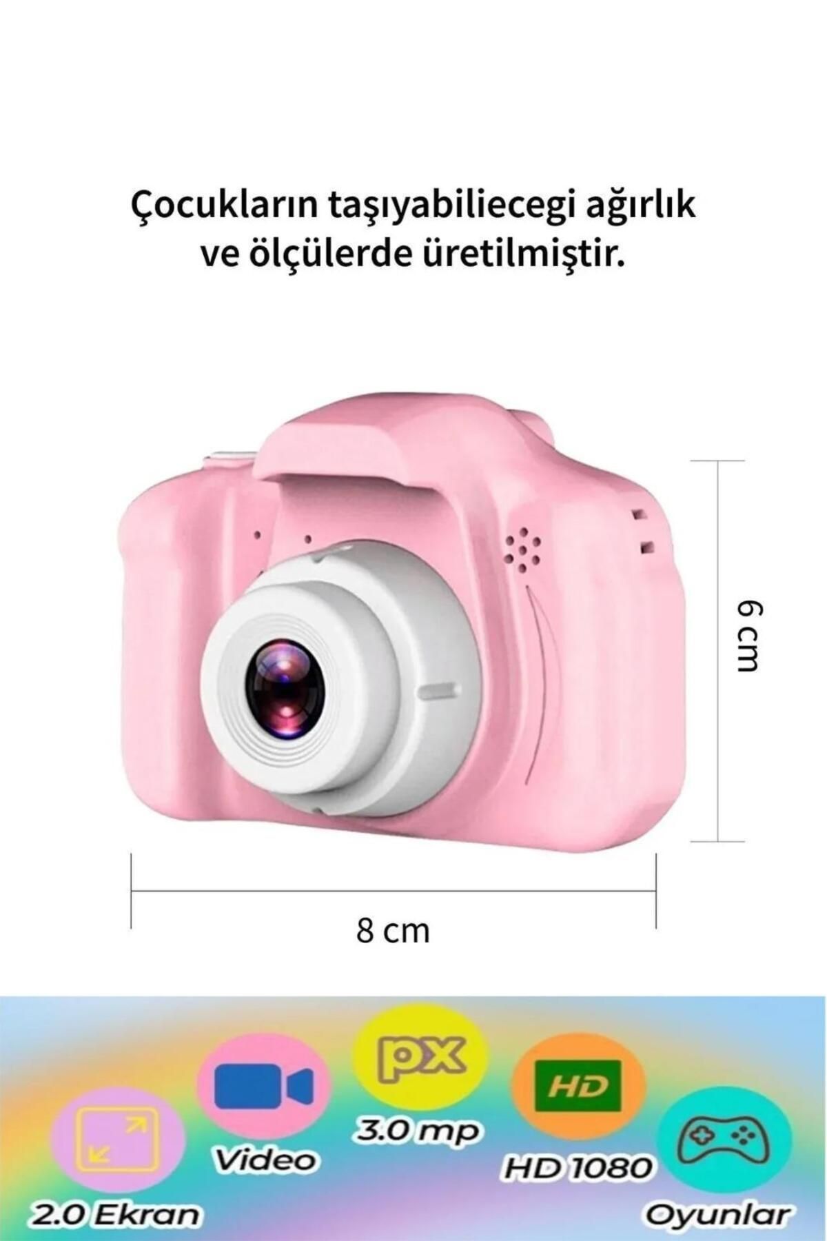 Dijital Fotoğraf Makinesi Çocuk Mini 1080p Hd Kamera Selfiee Pembe