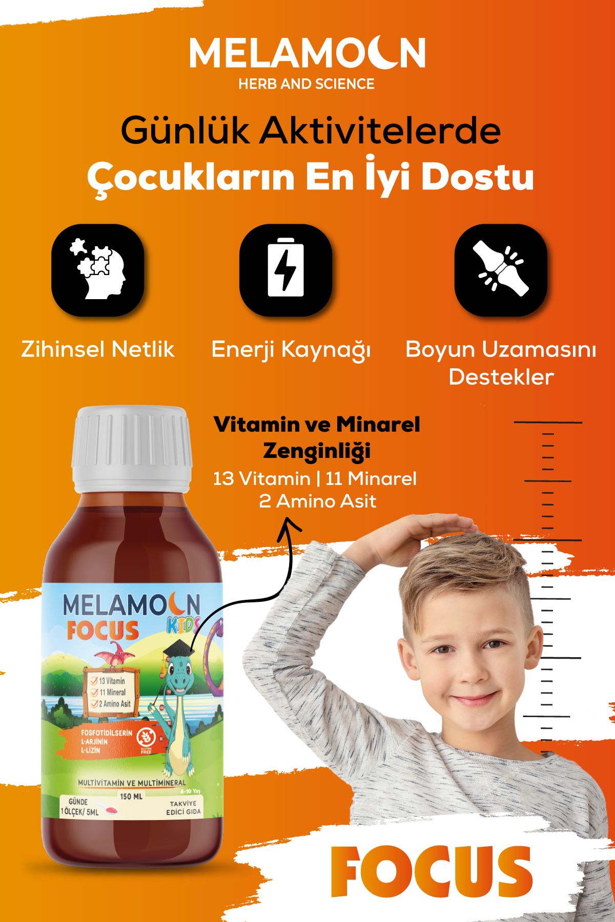 Fosfotidilserin, L-Arjinin, L-lizin, Multivitamin ve Multimineral İçeren Takviye Edici Gıda 150 ml