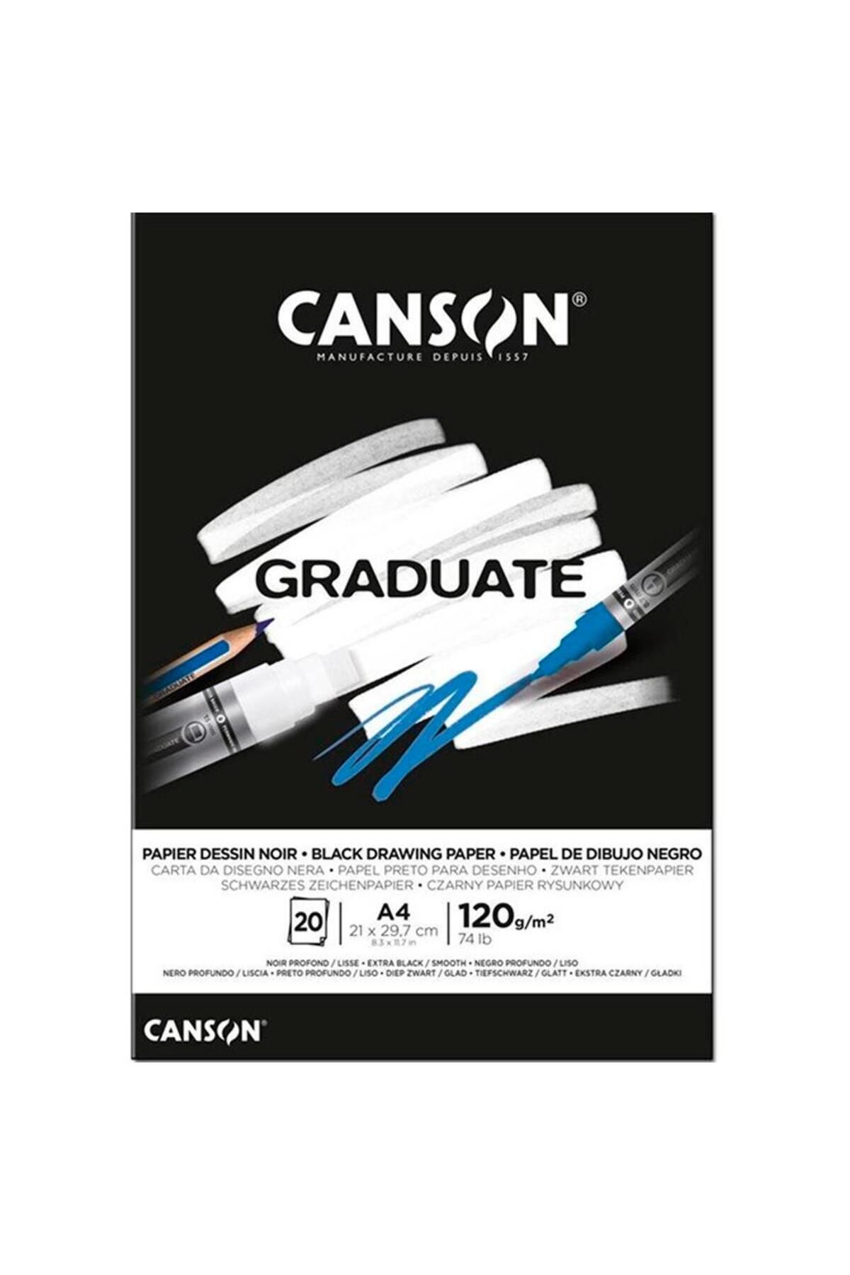 Canson Graduate Siyah A4 120gr 20 Yaprak Çizi...