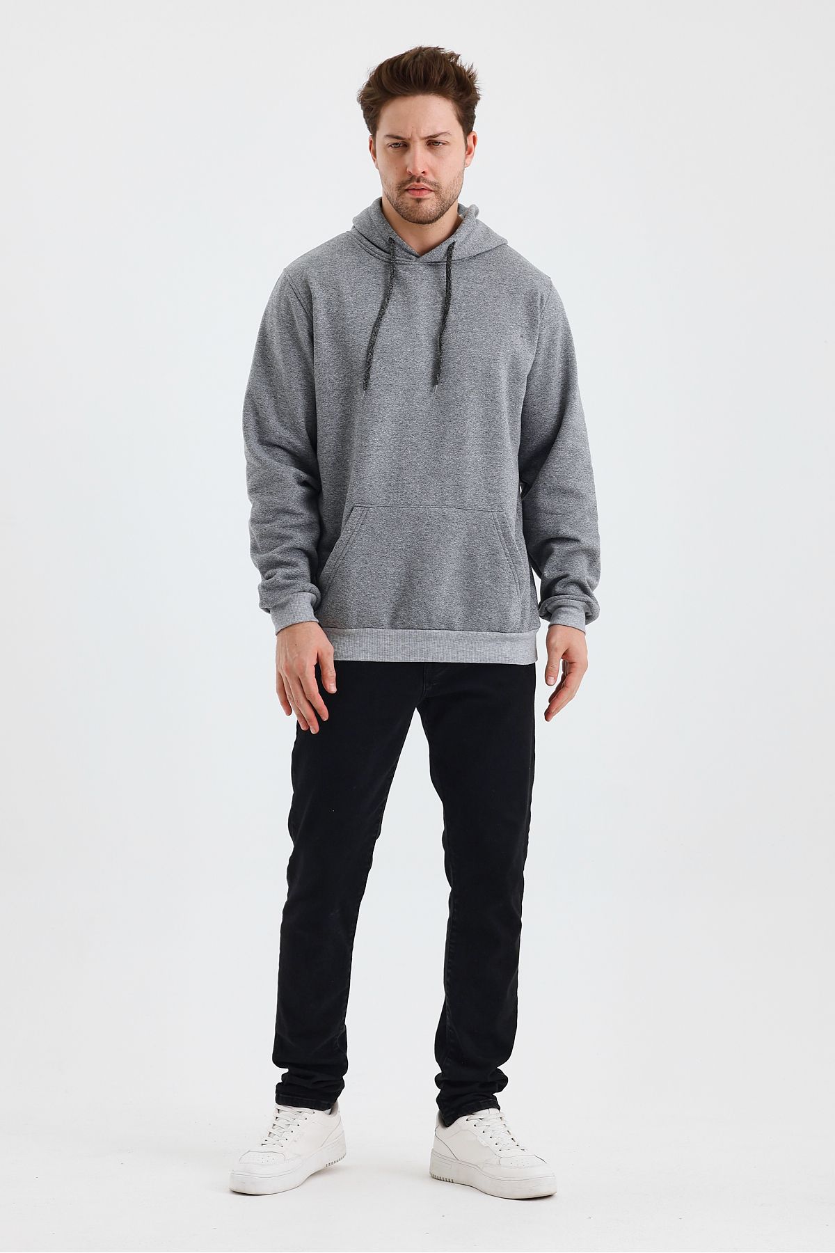 monox Erkek Kapşonlu Muline 3İplik Sweatshirt