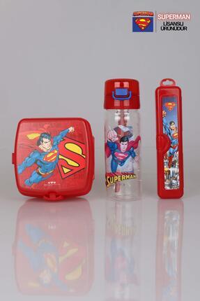 LİSANSLI SUPERMAN YEMEK SETİ BESLENME KABI,DİŞ FIRÇASI KUTUSU VE TRITAN MATARA 3'LÜSÜ Image 0