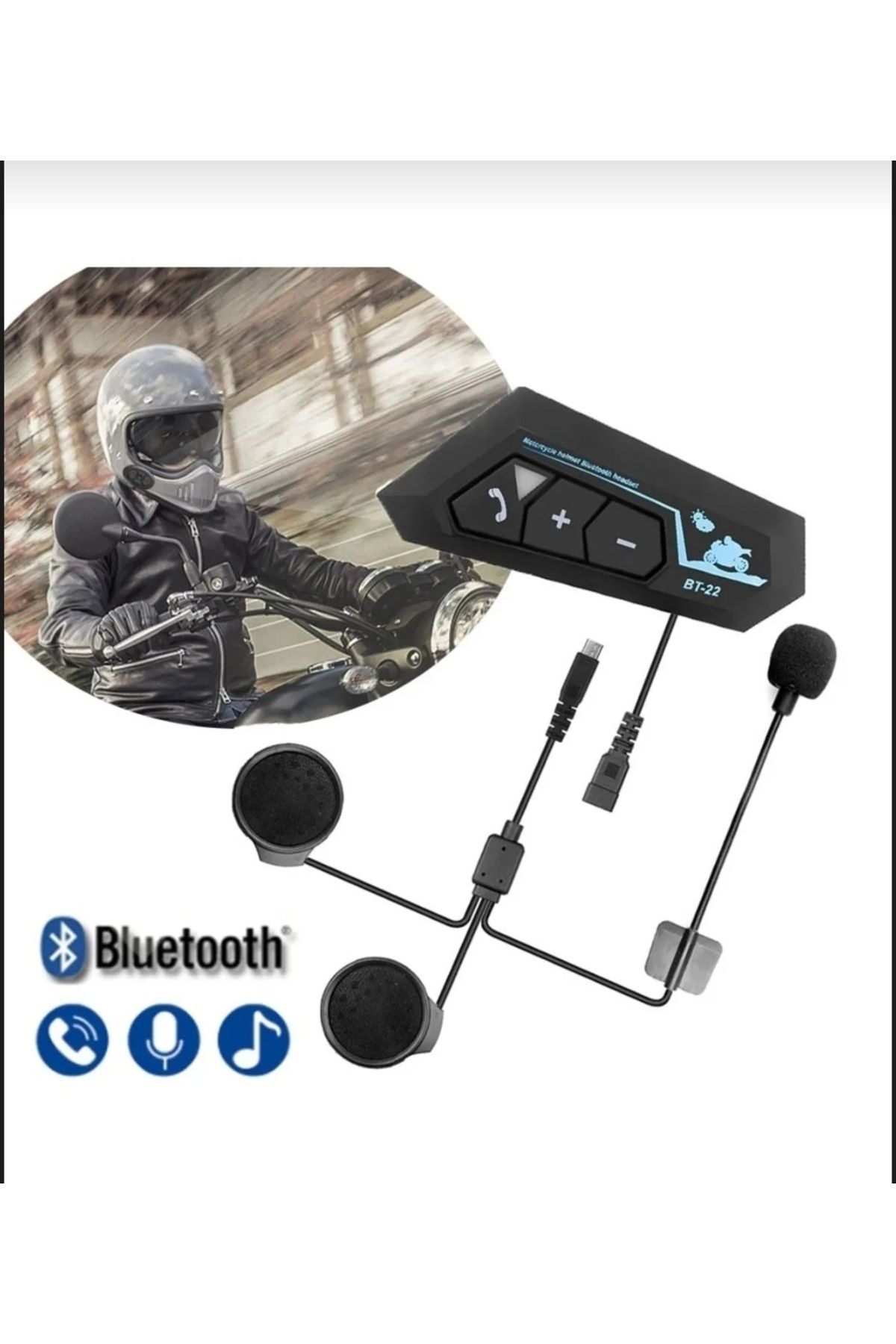 Bt22 Kask Mikrofon Kulaklık Bluetooth Motosiklet Kulaklık 5.0 Intercom