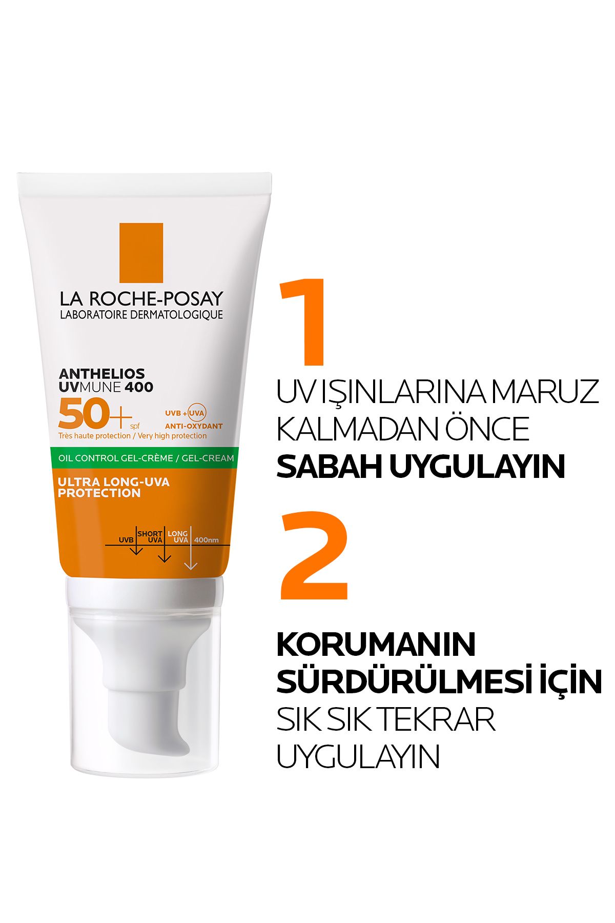 Anthelios Oil Control Gel Krem Spf50+ Güneş Kremi 50 ml- Karma ve Yağlı Ciltler İçin Yüz Kremi