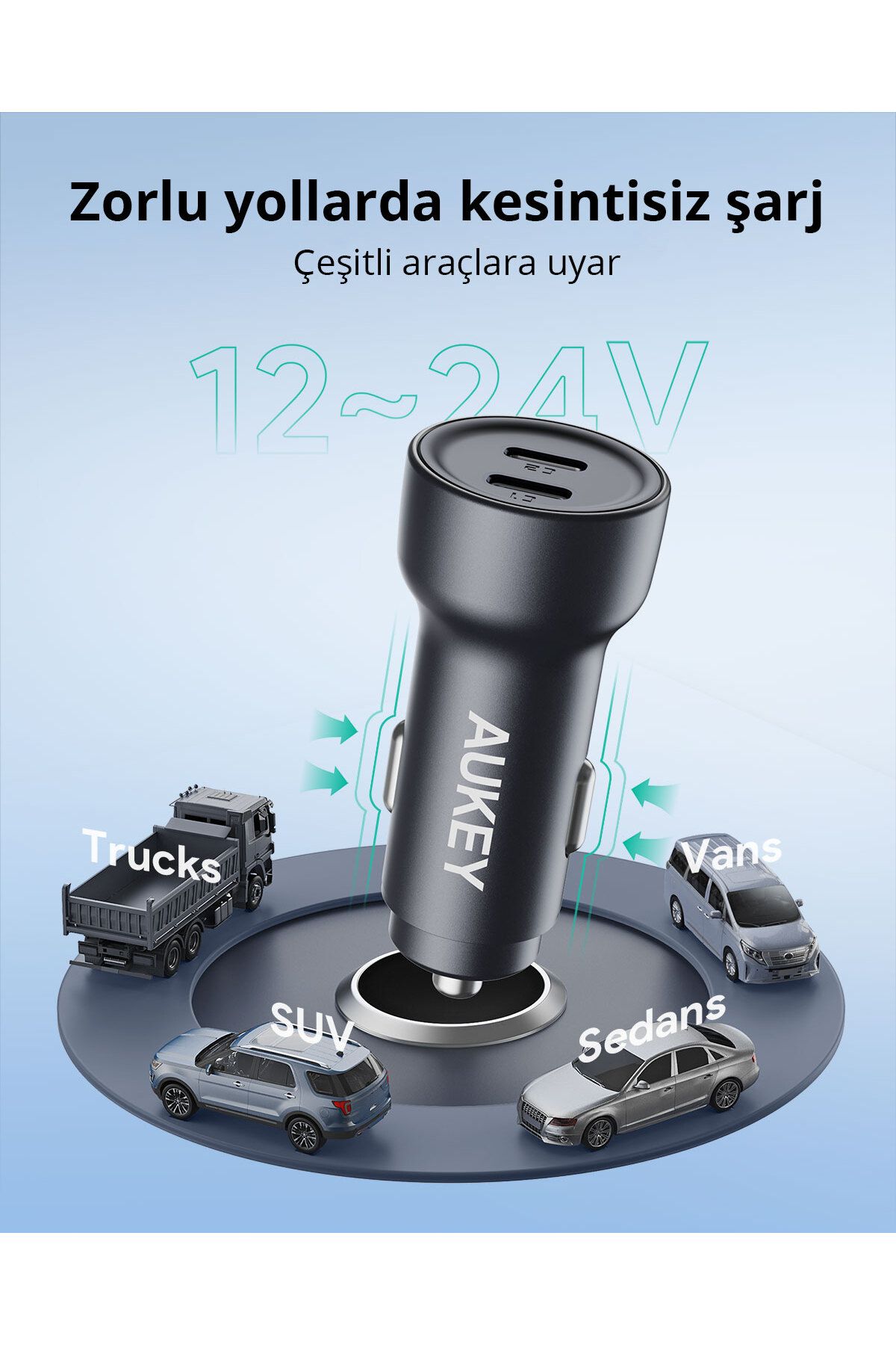 CC-Y23-BK 65W İki Type-C PD Araç Şarj Cihazı