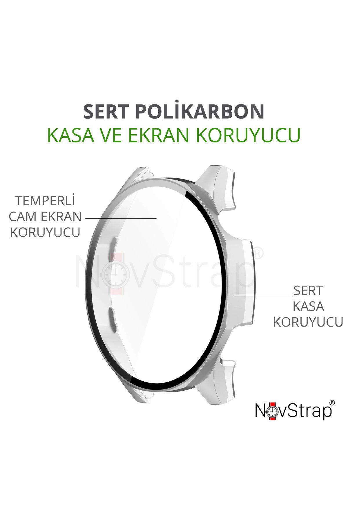 Huawei Watch Gt5 46mm ile Uyumlu Ekran Koruyucu Cam ve Kasa Koruyucu Kılıf Sert Polikarbon