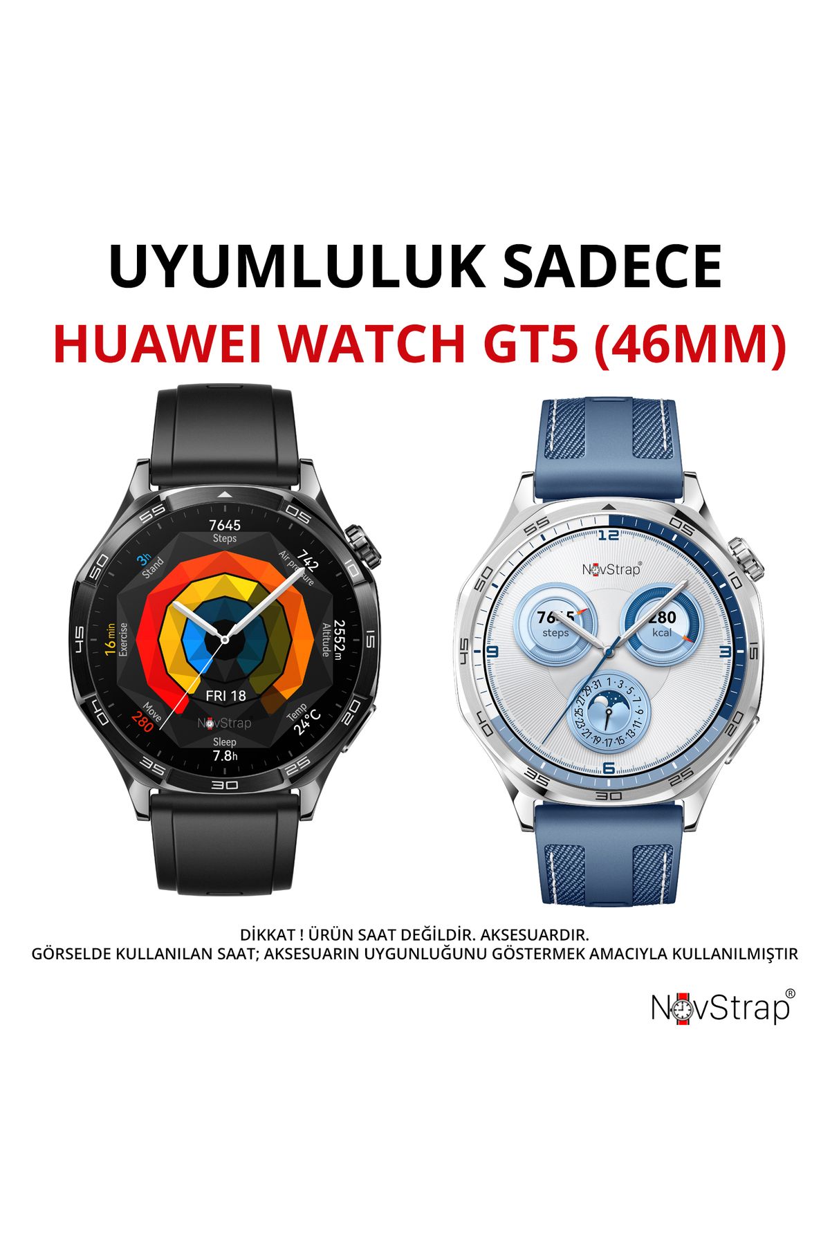 Huawei Watch Gt5 46mm ile Uyumlu Ekran Koruyucu Cam ve Kasa Koruyucu Kılıf Sert Polikarbon