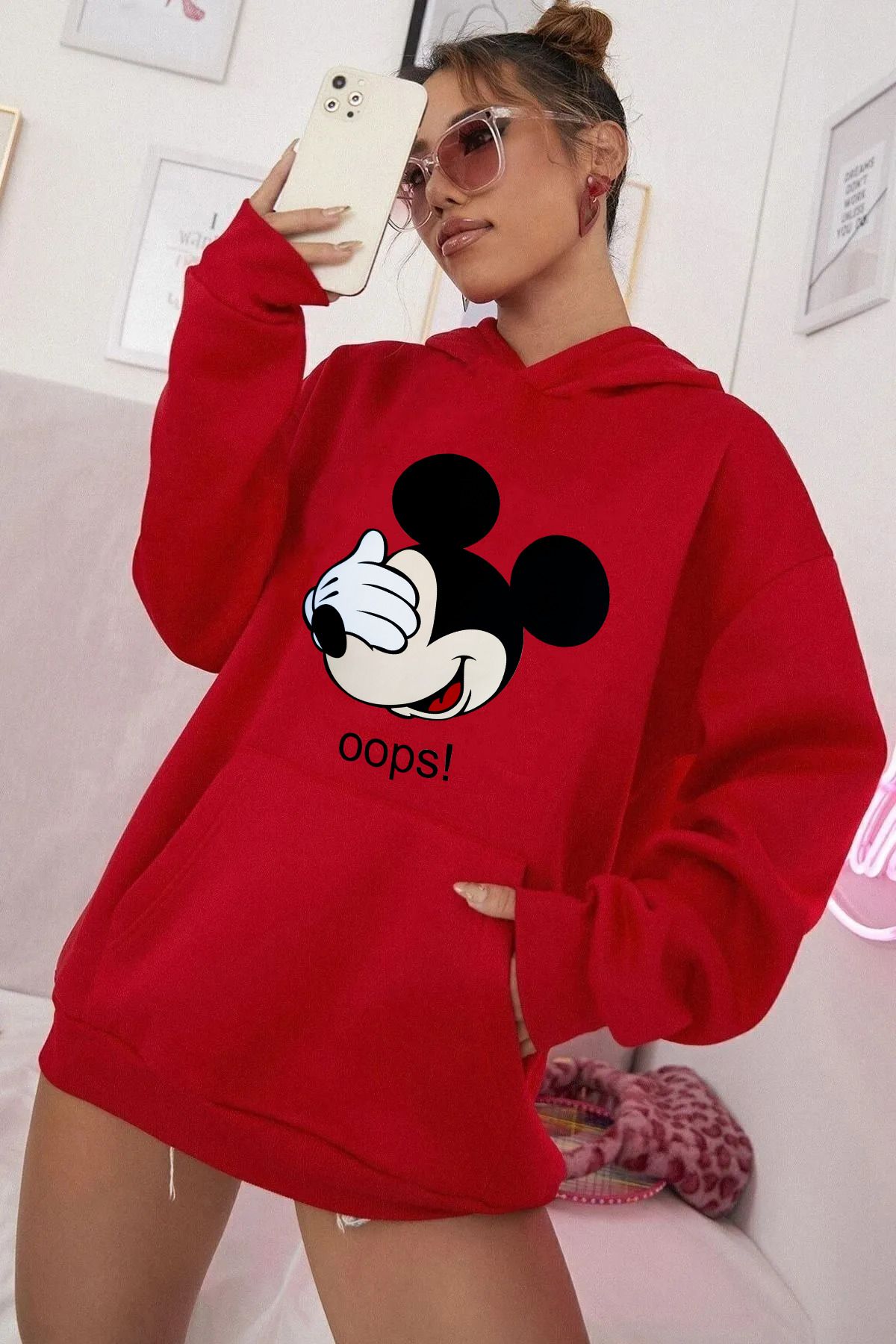 memowear Unisex Mickey Mouseoops! Baskılı Kır...