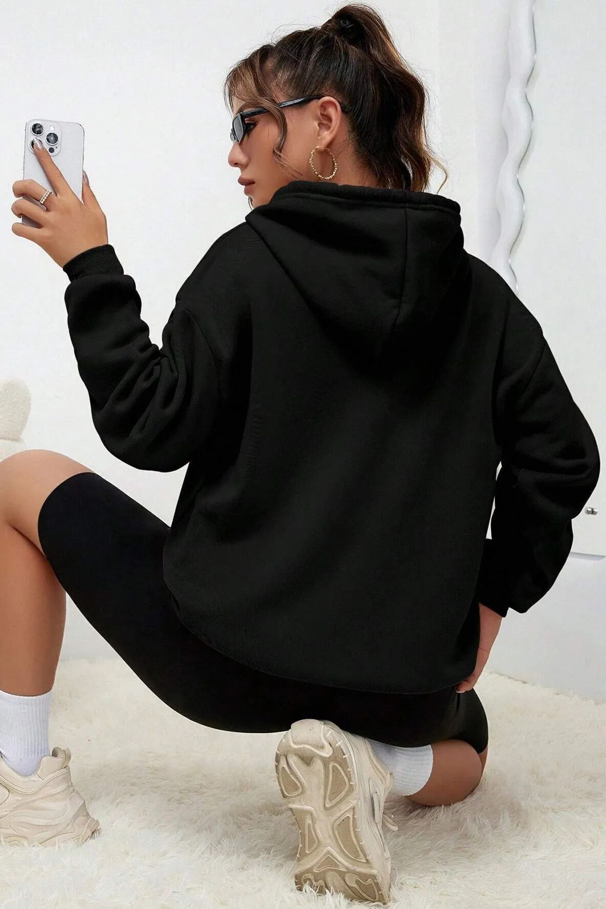 Unisex WRST Baskılı Siyah Sweatshirt