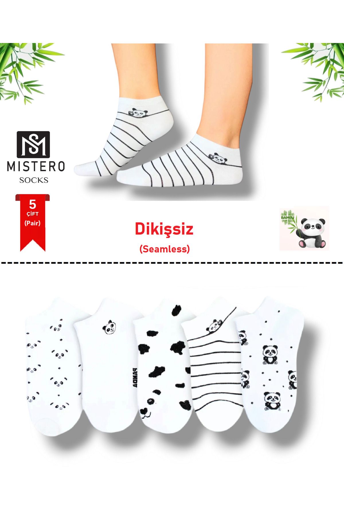 MISTERO SOCKS5 Çift DikişsizBambu Panda Desen...