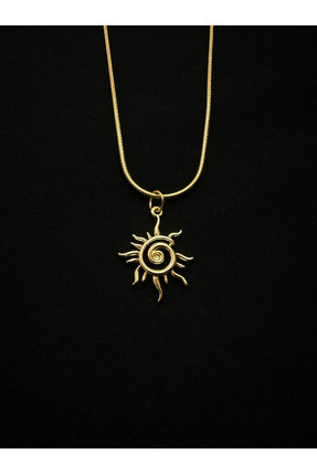 Altın Kaplama Çelik Zincirli Güneş Kolye 45+5 Cm Image 0