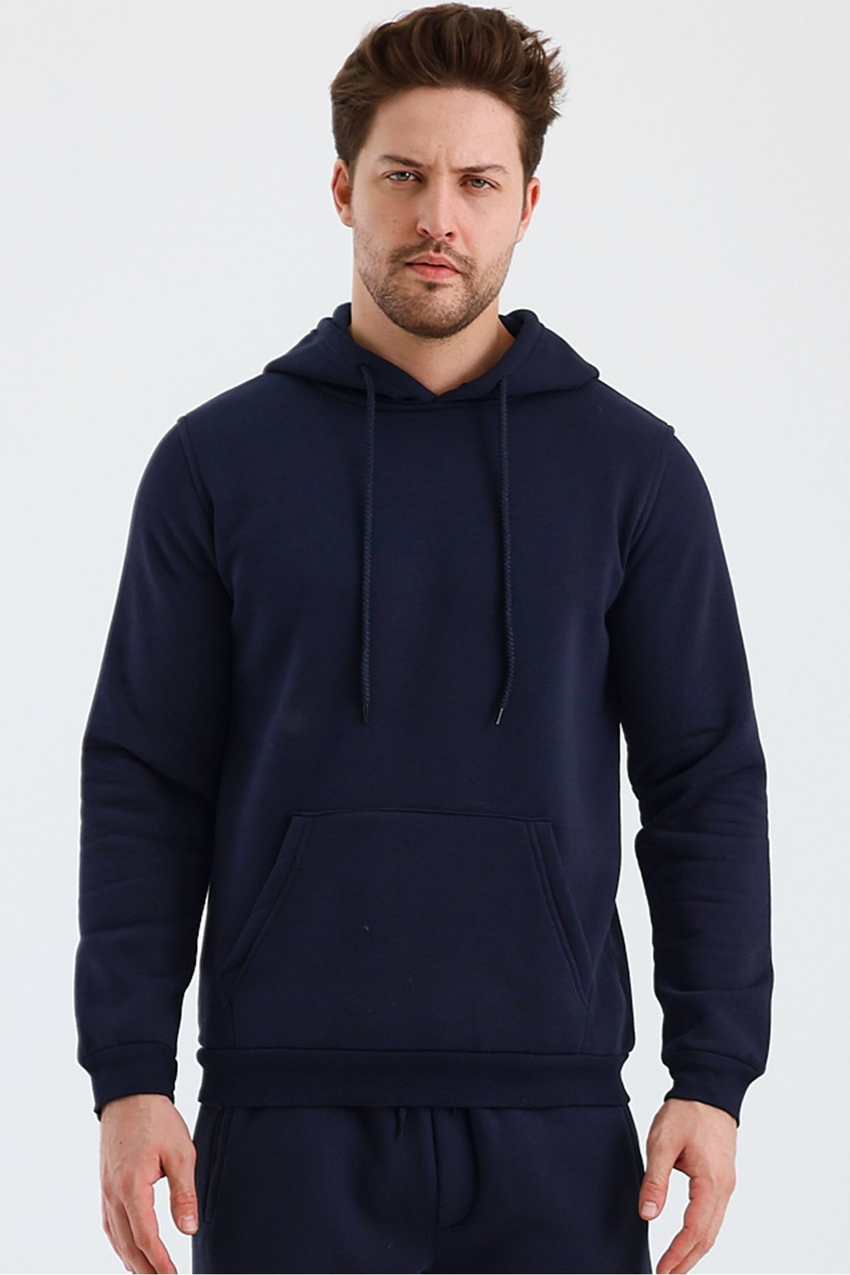 Erkek Kapşonlu 3 İplik Sweatshirt