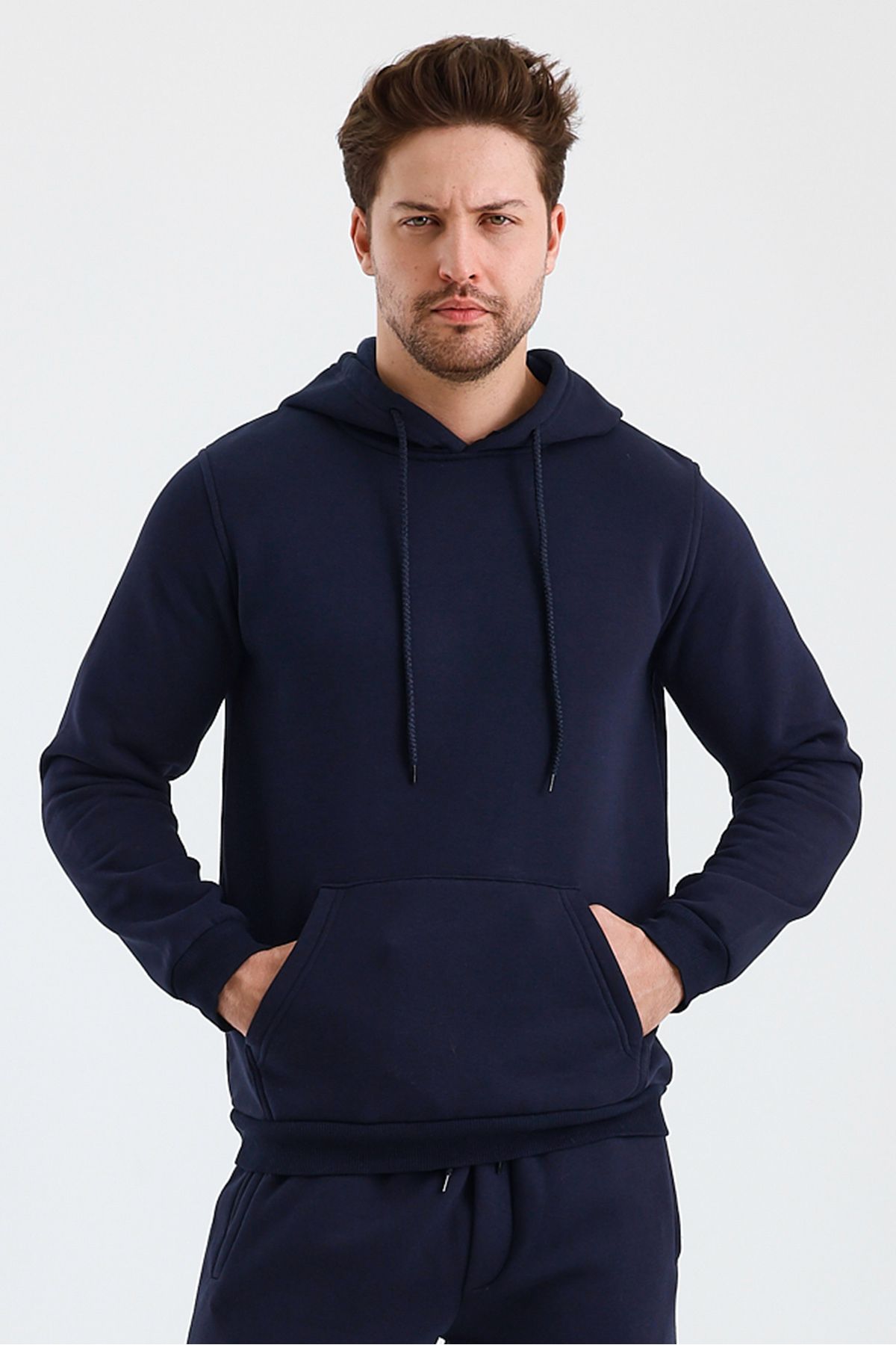 Erkek Kapşonlu 3 İplik Sweatshirt