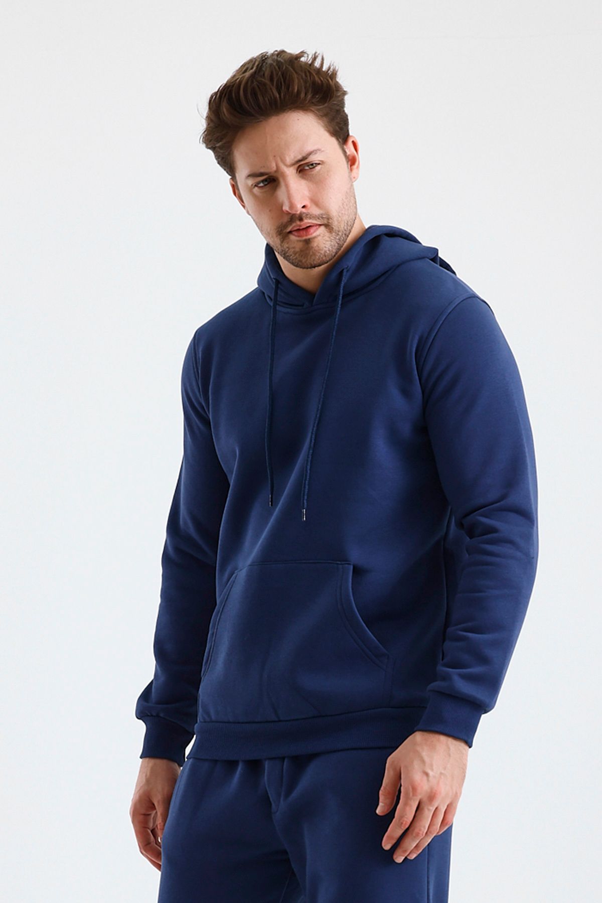 Erkek Kapşonlu 3 İplik Sweatshirt