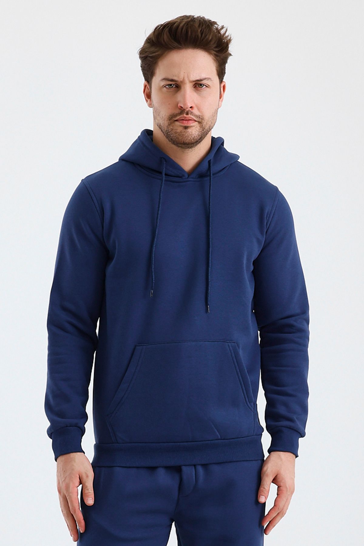 Erkek Kapşonlu 3 İplik Sweatshirt