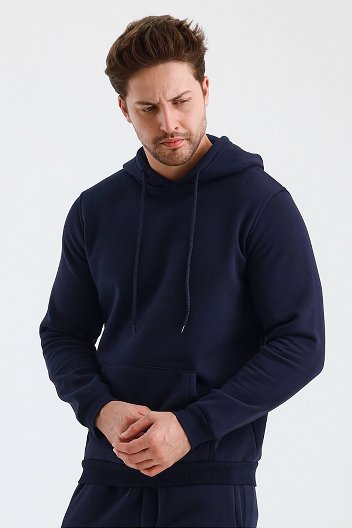 Erkek Kapşonlu 3 İplik Sweatshirt