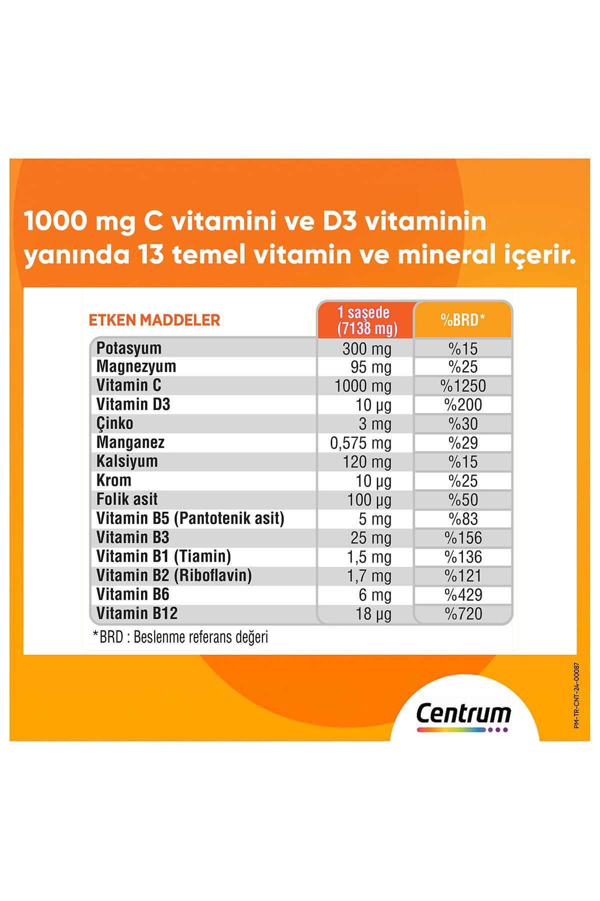 Immunity Vitamin C Max Efervesan Toz 14'lü Saşe * 2 Adet + Hediye Çanta