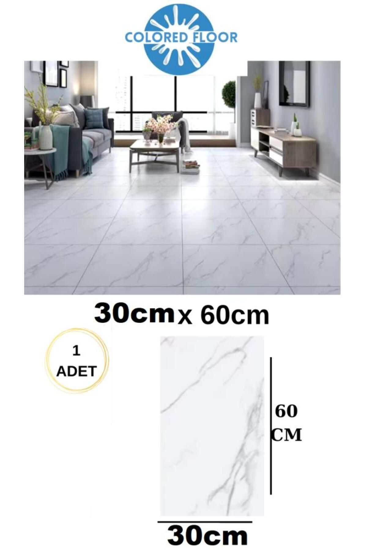 Kendinden Yapışkanlı 30x60cm Floor Pvc Panel Yer Zemin Kaplama Paneli Arkası Kauçuklu Banyo Mutfak