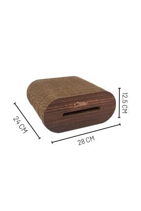 Oluklu Mukavva, Kedi Tırmalama Kanepesi – Oval Tırmalama / Small (28X12,5X24CM) Koyu Ahşap Renk CS7 Image 2