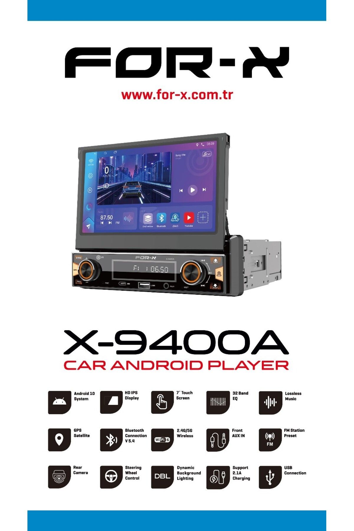 For-X ANDROİD İNDASH TEYP  X-9040 A   WİFİ...