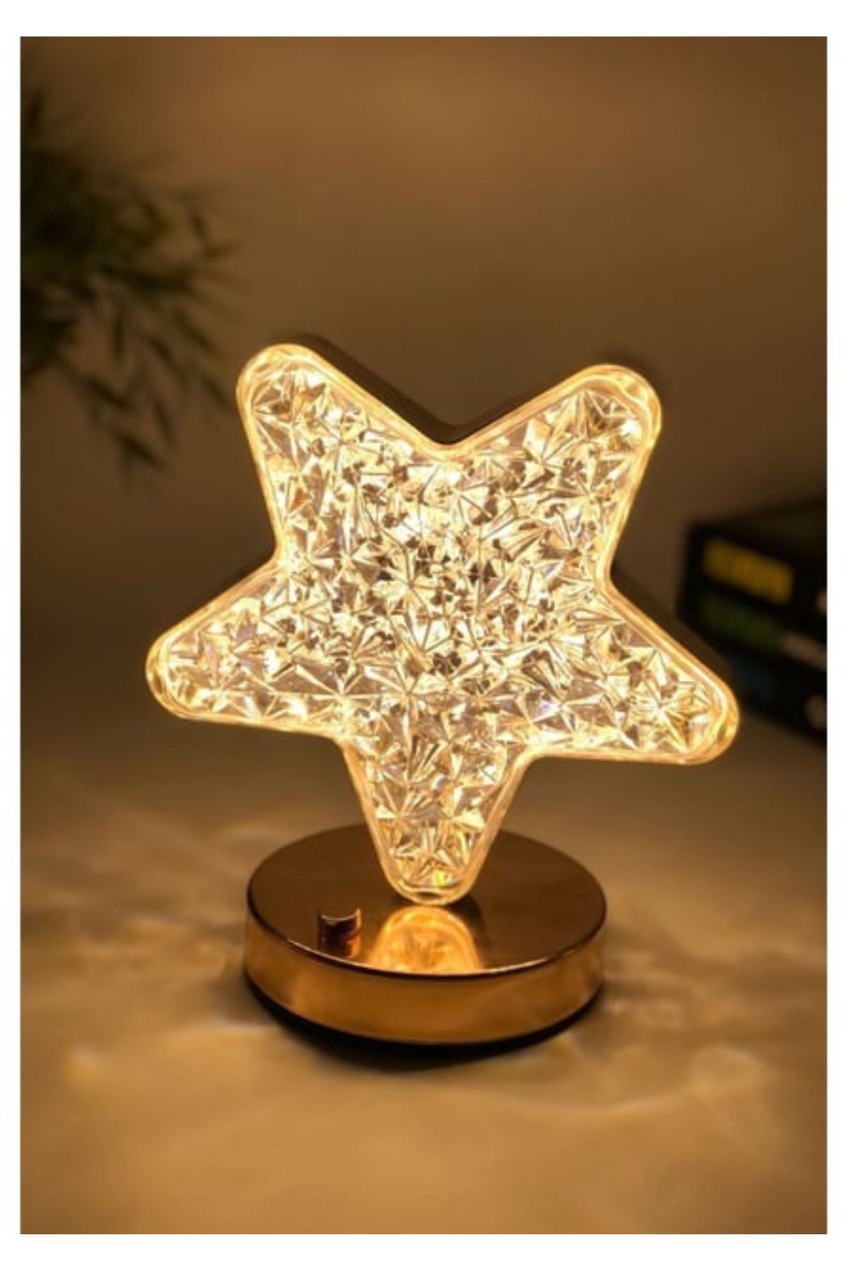 Dekoratif Yıldız Masa Lambası Crystal Star USB Şarjlı 3 Modlu Ambiyans Led Gece Lambası