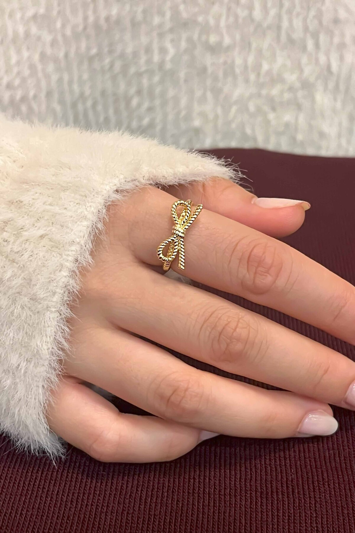 زنجیره قابل تنظیم ظریف طلای سنگ زیرکون ، کمان ، قلب 3 قطعه حلقه زنان