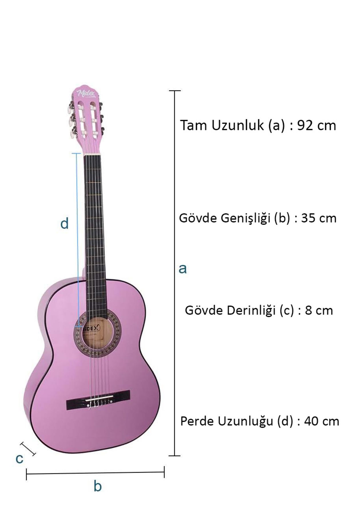 CG-36PU Kaliteli 36 İnç 3/4 Juniur Çocuk Gitarı 8-12 Yaş Arası (Çanta Askı Capo Nota Sticker Pena)