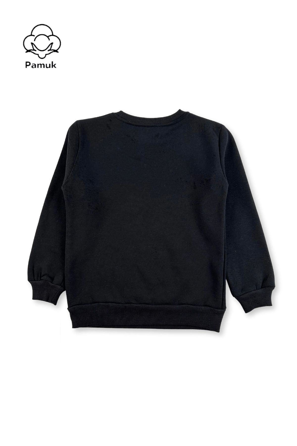 Kız Erkek Unisex Çocuk Siyah Renk Basic Kışlık Uzun Kollu Sweatshirt