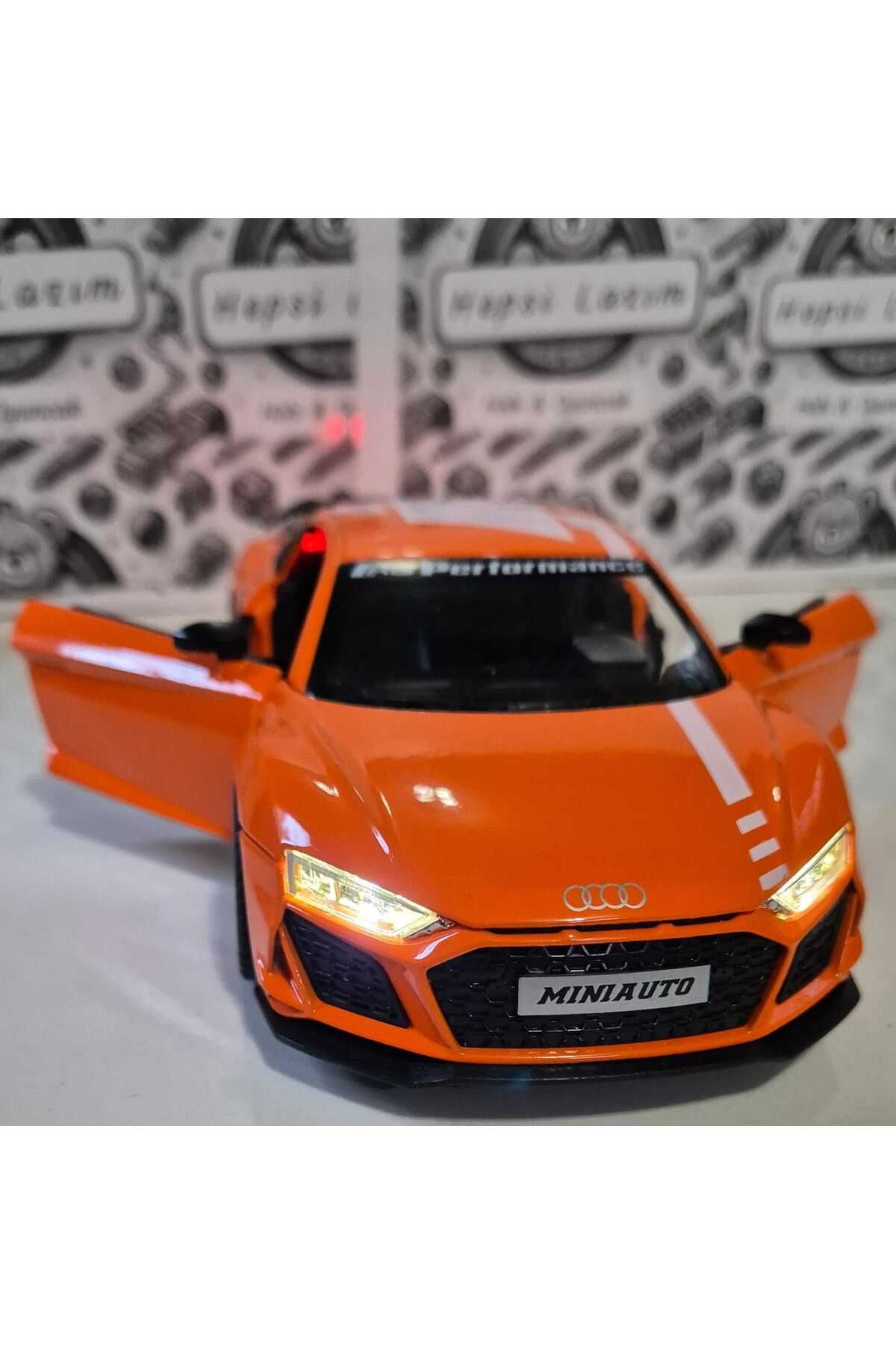 1:24 Ölçek Model Diecast Araç Audi R8 Performance Modifiyeli Metal Oyuncak Spor Araba 20 Cm