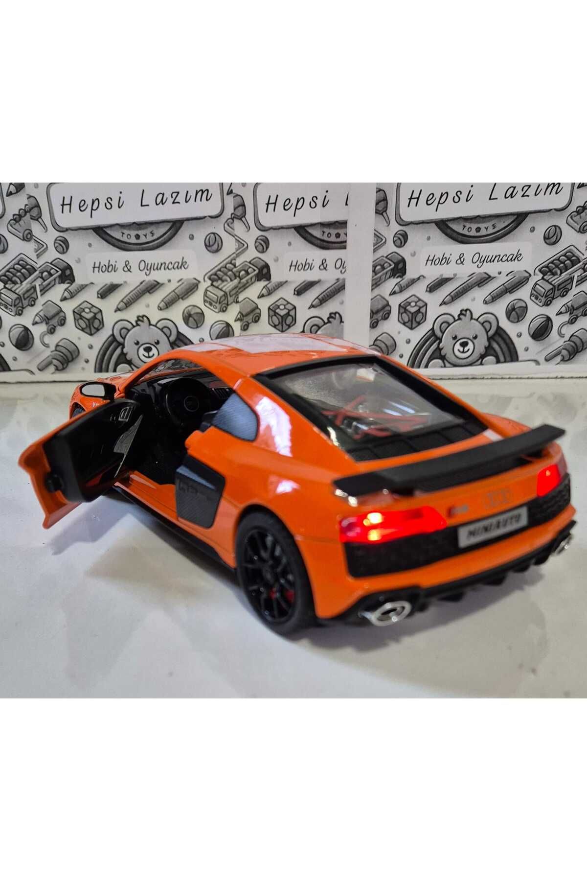 1:24 Ölçek Model Diecast Araç Audi R8 Performance Modifiyeli Metal Oyuncak Spor Araba 20 Cm