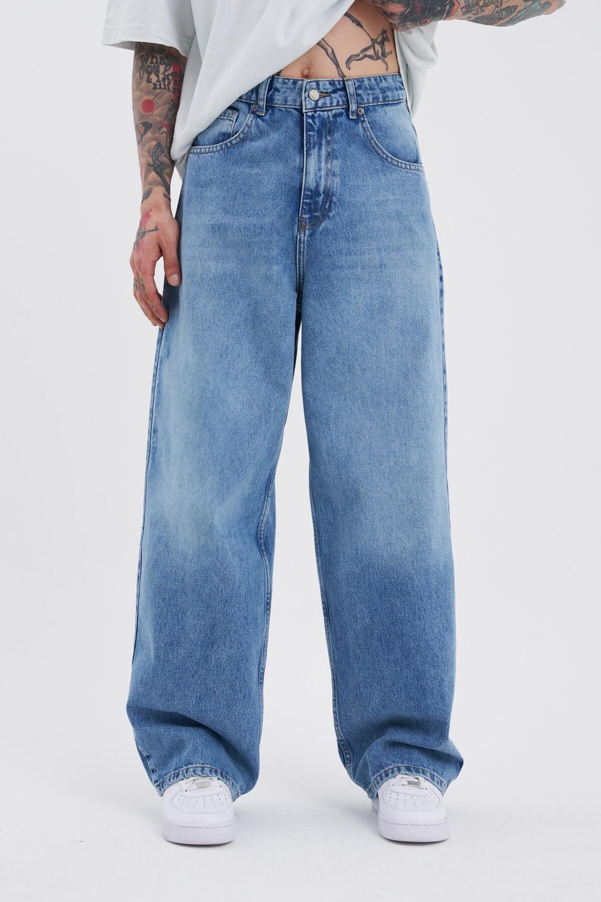 Erkek Oversize Baggy Jean AQUA