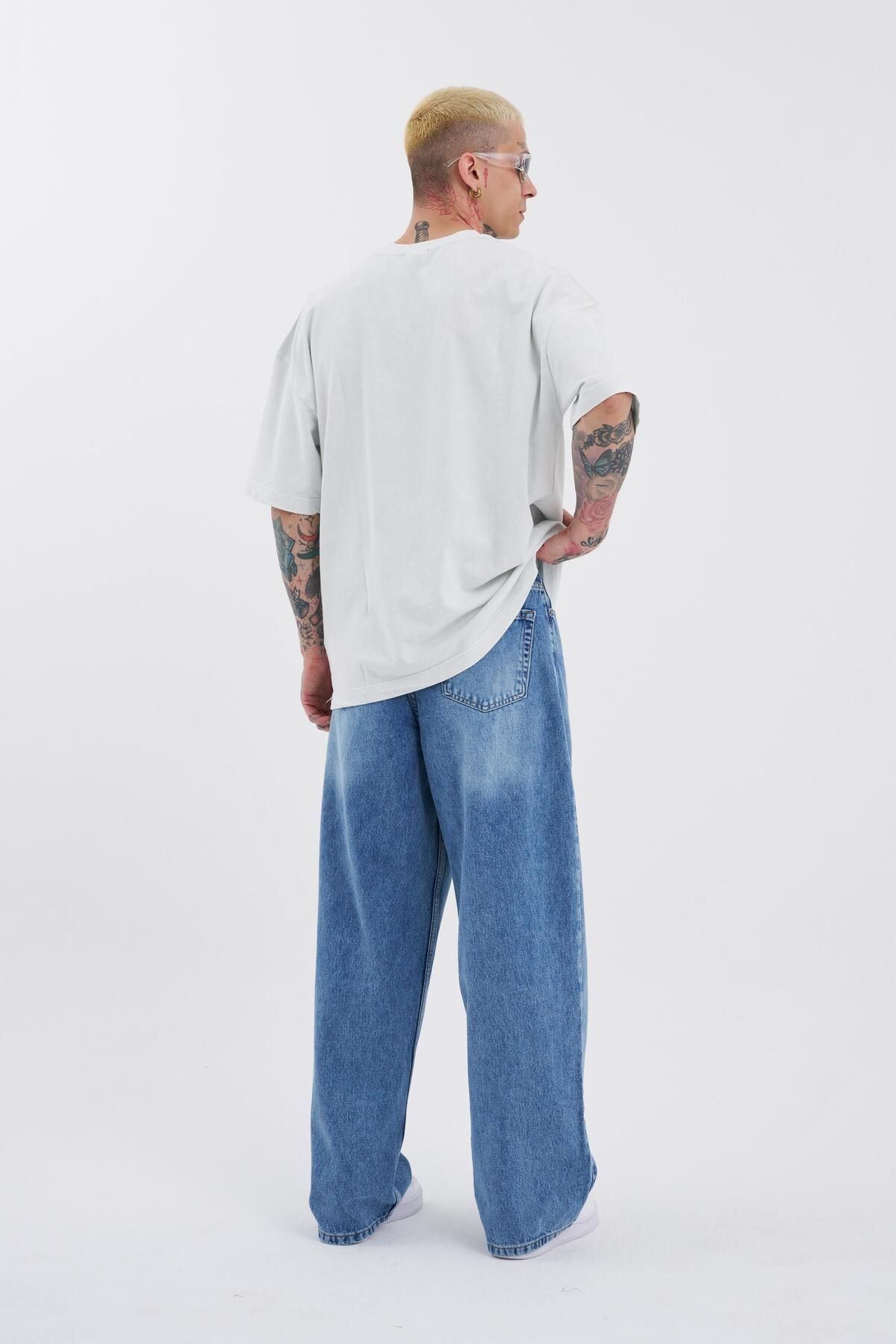 Erkek Oversize Baggy Jean AQUA