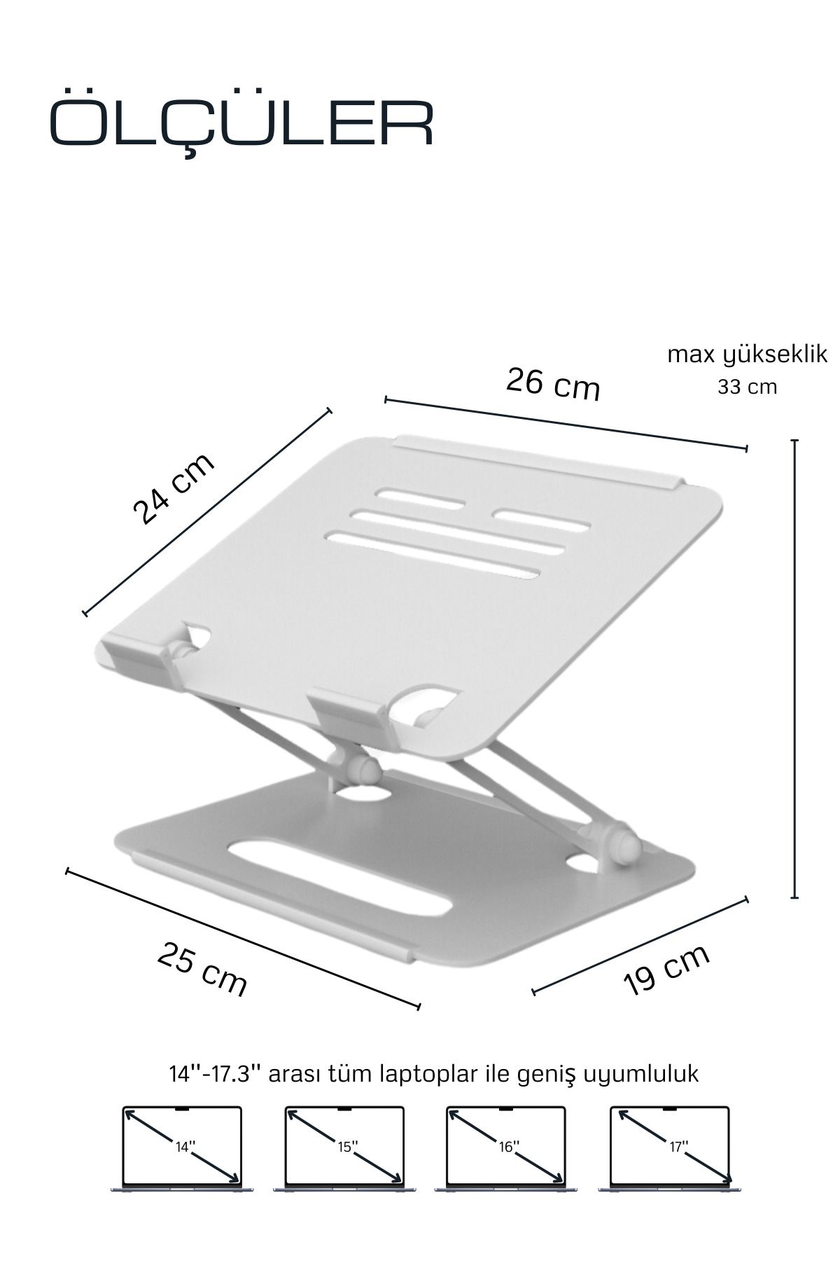 Basic 2 Tüm Modellerle Uyumlu Metal Kolay Ayarlanır Katlanabilir Ergonomik Laptop Standı Yükseltici